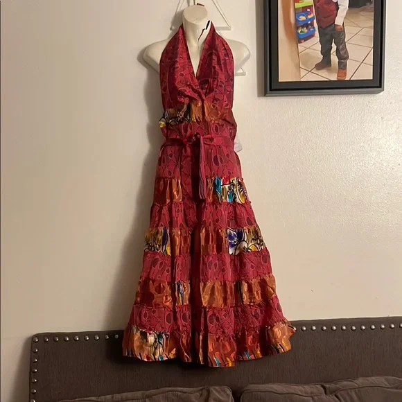 Colorful Halter Maxi Dress - Picture 1 of 5